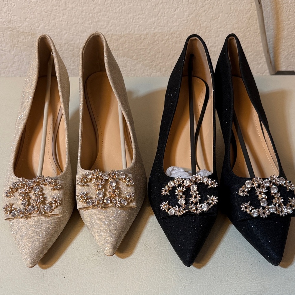 Elegant Women's Black and Cream Heels